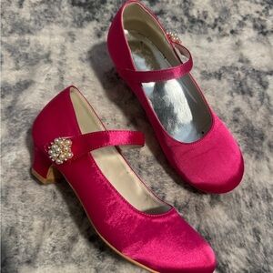 Elegant Pink Satin Mary Jane Shoes